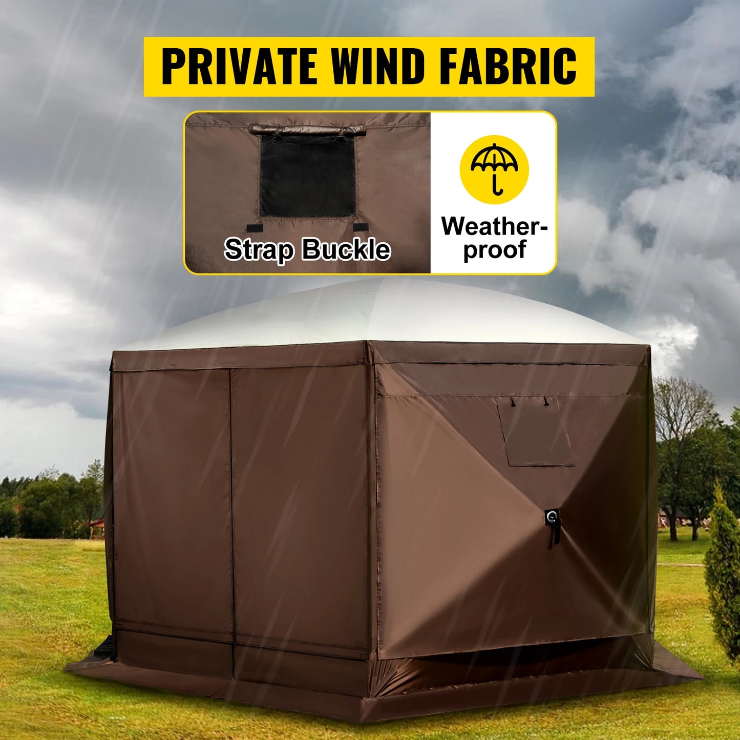 SucceBuy Pop Up Camping Gazebo 12x12 Canopy Shelter 6 Sided