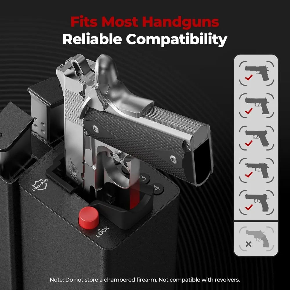 Biometric Pistol Gun Safe – Car and Bedside gun Safe for handgun with Fingerprint Trigger Lock for Quick Access, Fast Entry for