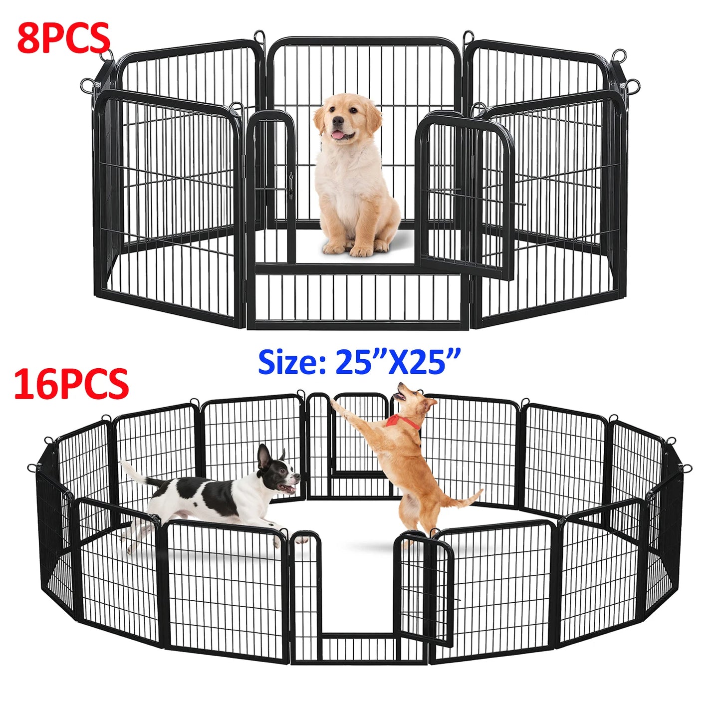 Heavy Duty Iron Dog Playpen With Door Foldable Pet Fence