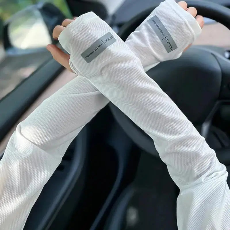 Large Size Ice Sleeves for Men's Sun Protection Japanese Summer Outdoor UV Protection Loose Arm Sleeves Driving Outdoor Gloves