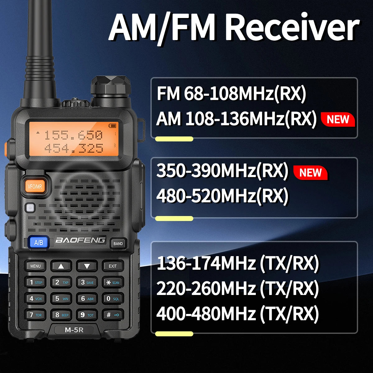 Baofeng M5R 8W Walkie Talkie Multi Band Type C LongRange