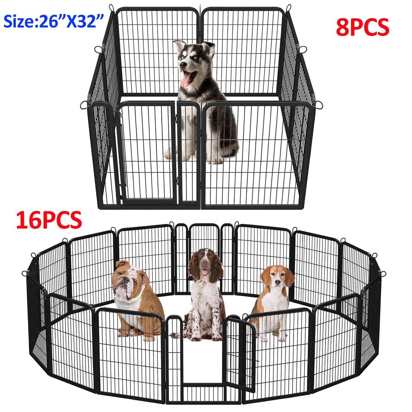 Heavy Duty Iron Dog Playpen With Door Foldable Pet Fence