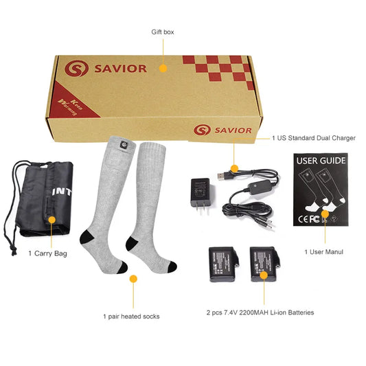 Snow Deer Winter Heated Sock Thermal Stockings Woman Men Ski Camping Warm Socks Sports Rechargeable Battery Foot Warmer