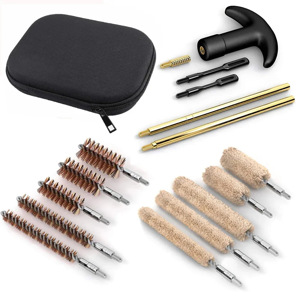 Universal 16 Pcs/set Tactical Gun Handgun Pistol Brass Rod 22LR .22 9mm .40 .357 Caliber Barrel Cleaning Kit Portable Range Bag