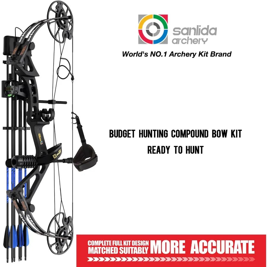 Sanlida Dragon X7 Ready to Hunt Compound Bow Package for Adults Archery Compound Bow and Arrow Set 0-70 Lbs Draw Weight No Bow