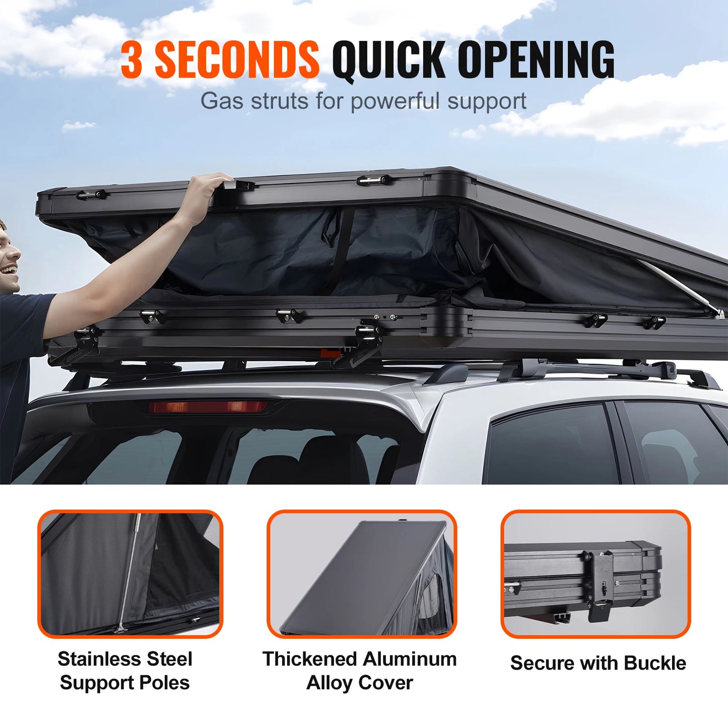 SucceBuy Naturnest Rooftop Tent Hard Shell For Jeep SUV Vans