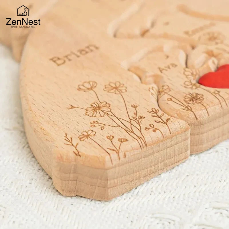 Hign-concerned Wooden Little Bear Family Name Puzzles Gift