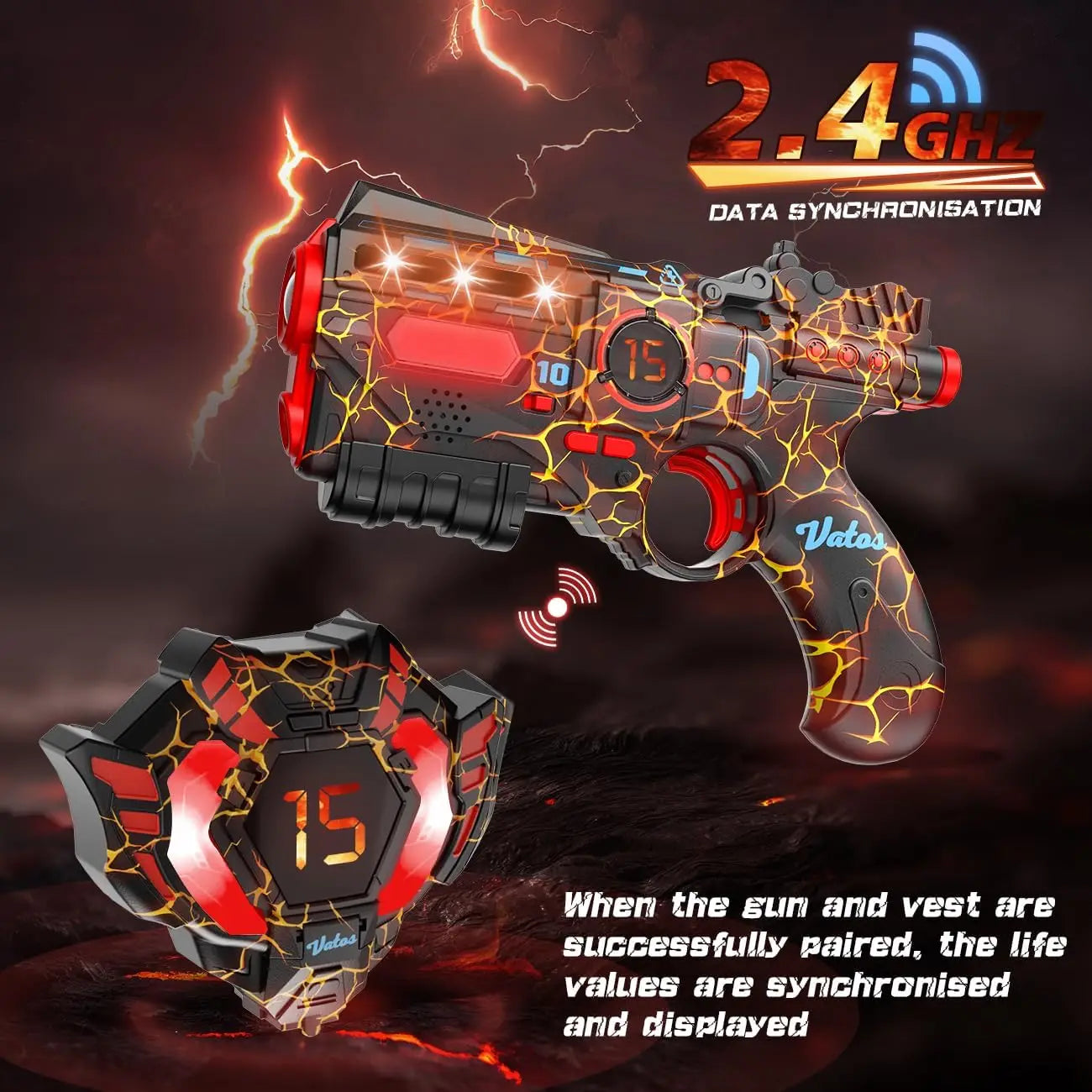 VATOS Team Play Battle Shooting Game Guns Toy Rechargeable 2.4GHz Sync Infrared Laser Tag Set Christmas Party Gift Kids Boy Toys