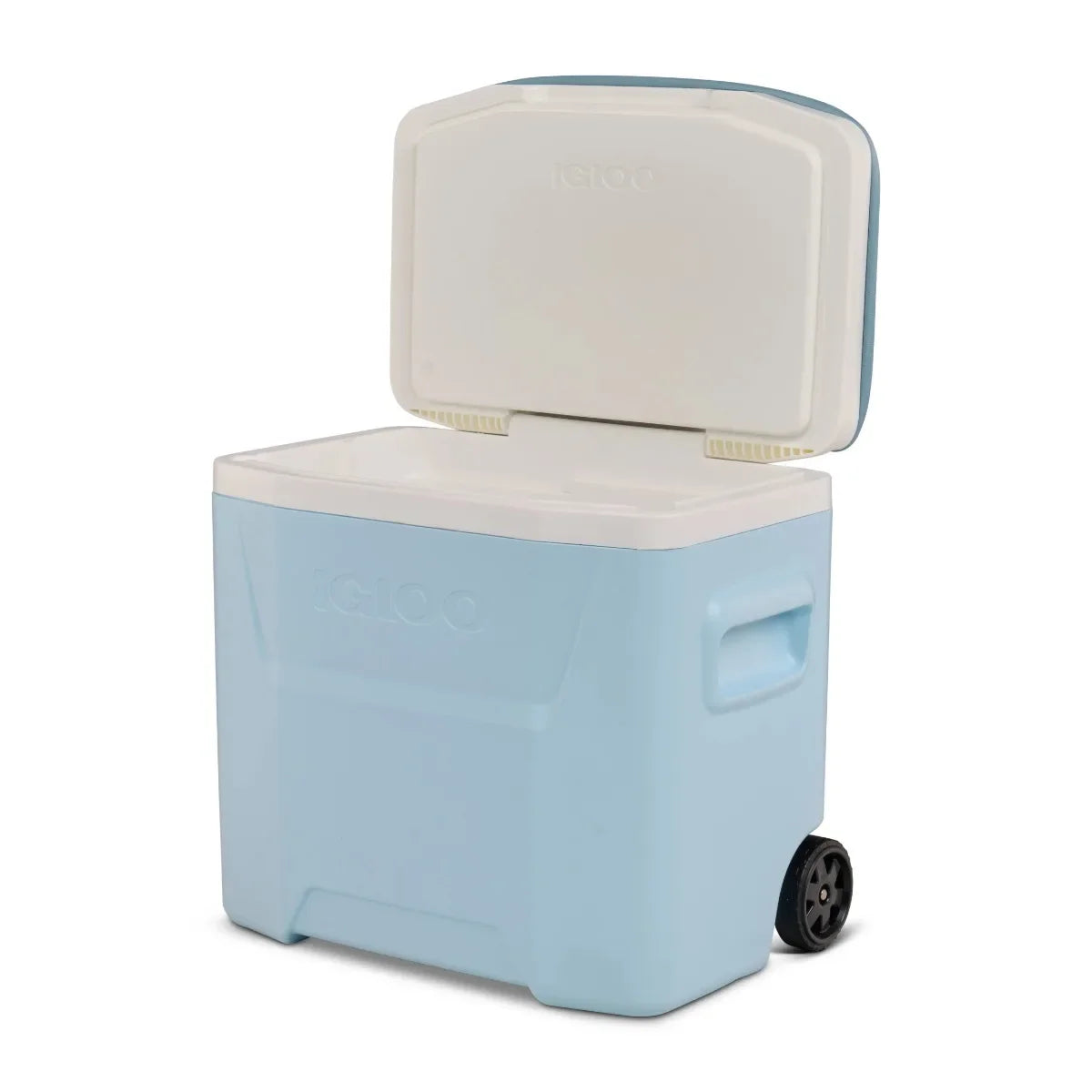 28QT Powder Blue Soft Top Cooler with Wheels, Lightweight Portable Ice Chest for Beach, Camping & Outdoor Trips