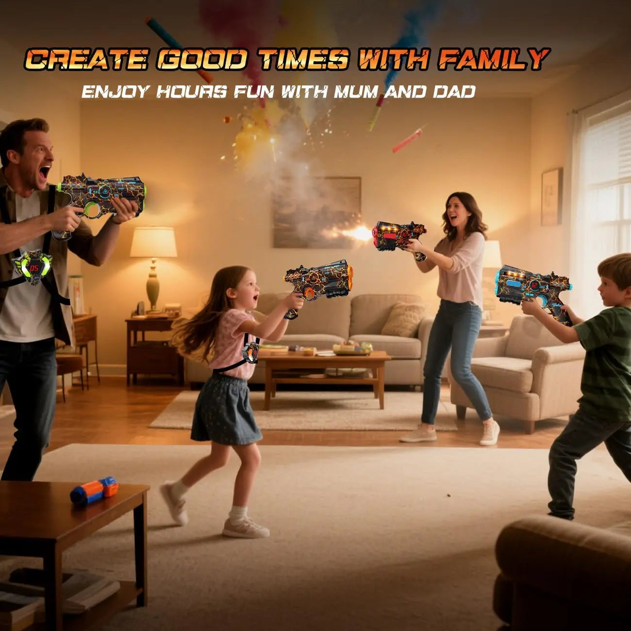 VATOS Team Battle Game Christmas Gift Infrared Laser Tag Guns Set Toy Rechargeable 2.4GHz Sync Machine Gun For Kids Boys Outdoor