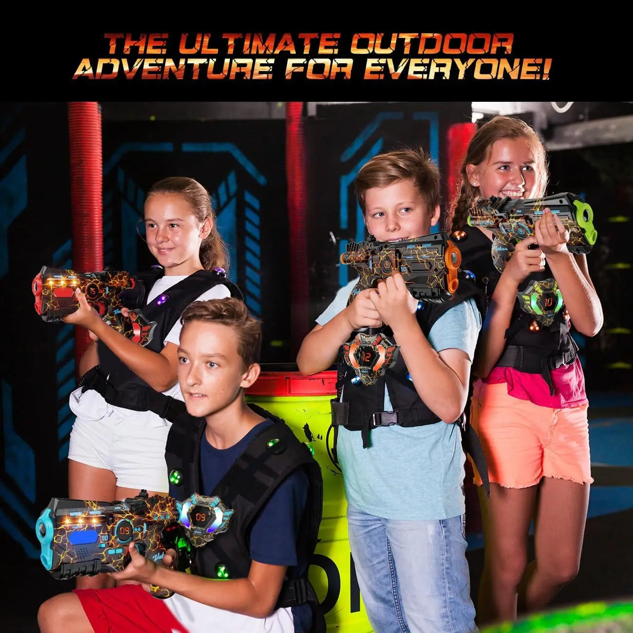 VATOS Team Battle Game Christmas Gift Infrared Laser Tag Guns Set Toy Rechargeable 2.4GHz Sync Machine Gun For Kids Boys Outdoor