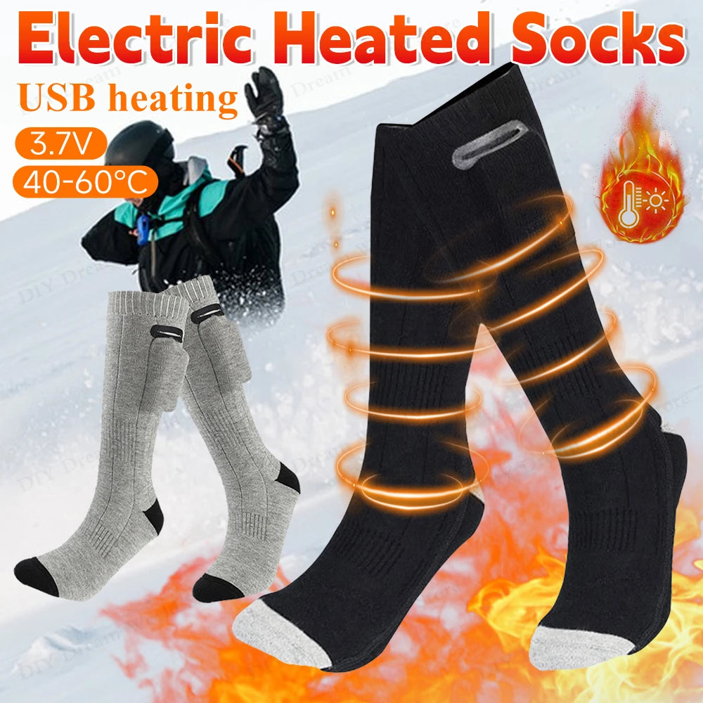Electric Heating Socks 3 Modes Rechargeable Anti-Cold Men Thermal Heated Foot Warmer Outdoor Camping Ski Sports Winter For Men W