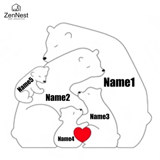 Hign-concerned Wooden Little Bear Family Name Puzzles Gift