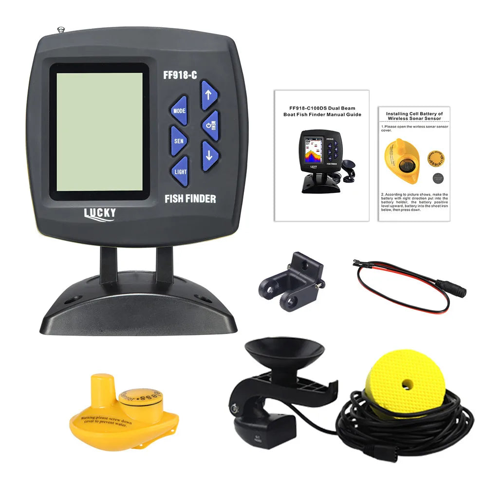 Cable Echo Sounder Sonar Fish Finder Dual Frequency Wired Depth Detector For Angling