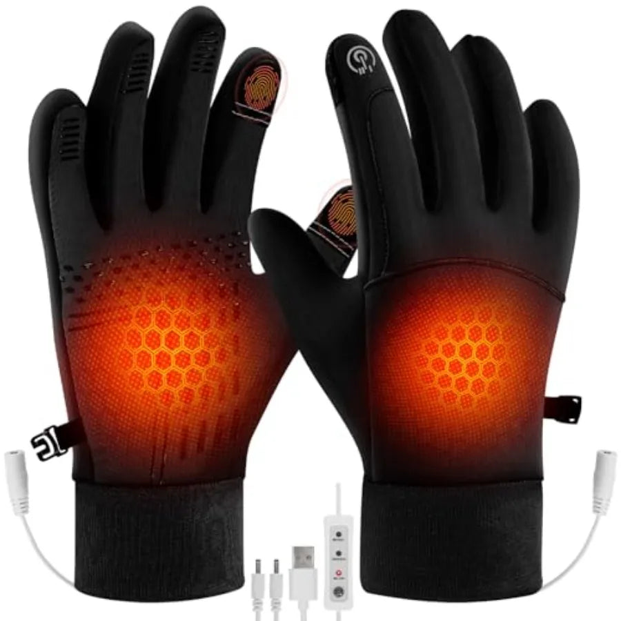 USB Heated Gloves for Men Women Full Finger Hand Warmers Gloves with 3 Temperature Levels Thermal Heated Mittens Featuring Doub