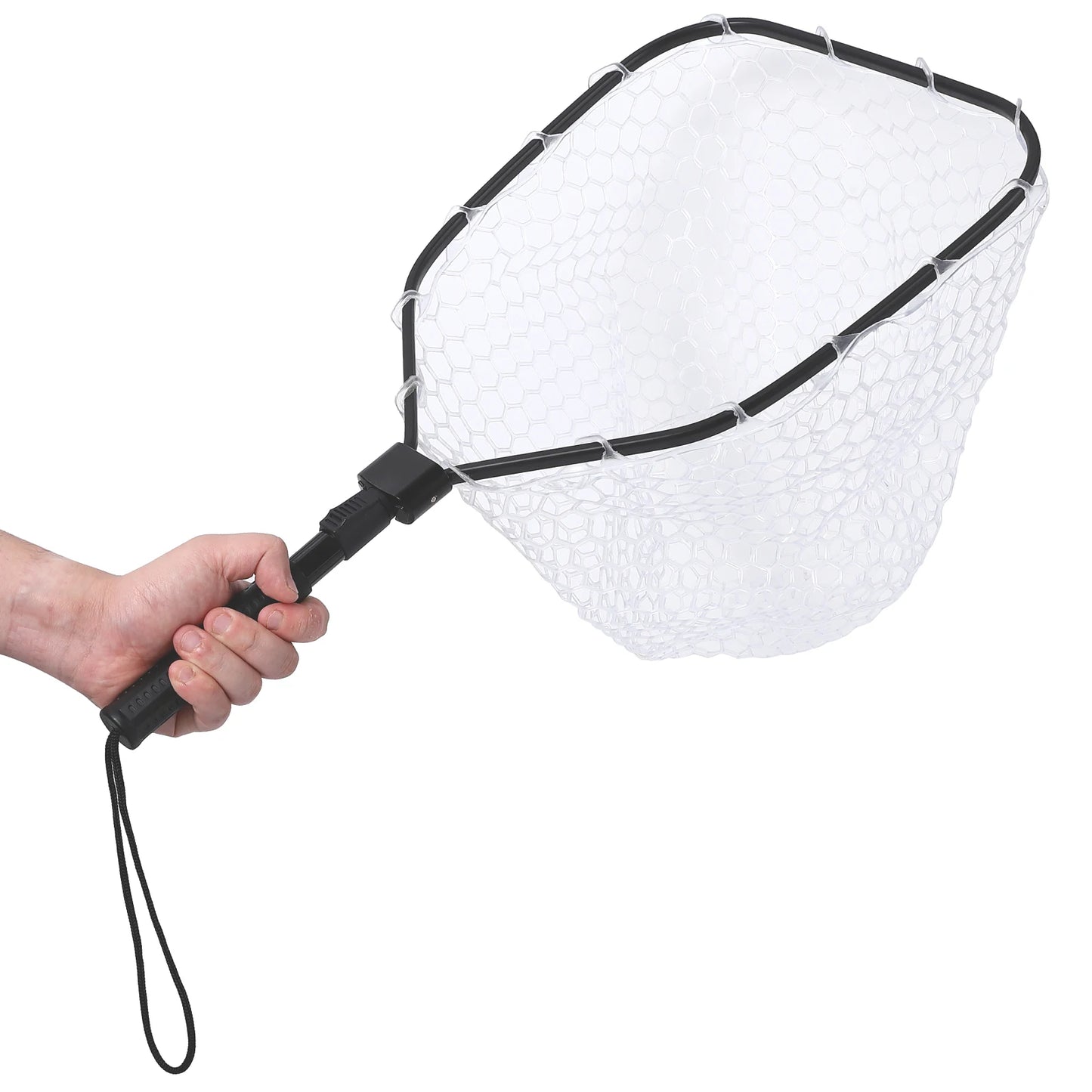 Foldable Trout Fly Fishing Net With Soft Rubber Mesh Handle
