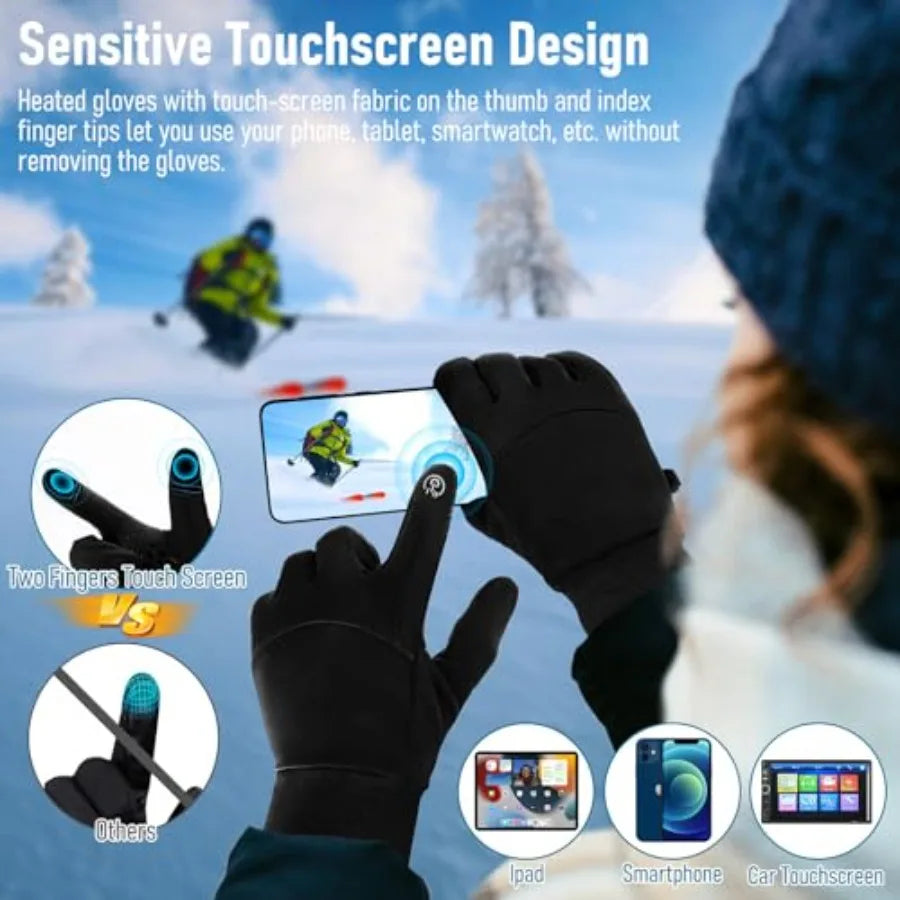 USB Heated Gloves for Men Women Full Finger Hand Warmers Gloves with 3 Temperature Levels Thermal Heated Mittens Featuring Doub