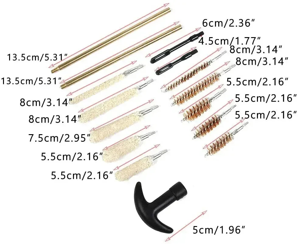 Universal 16 Pcs/set Tactical Gun Handgun Pistol Brass Rod 22LR .22 9mm .40 .357 Caliber Barrel Cleaning Kit Portable Range Bag