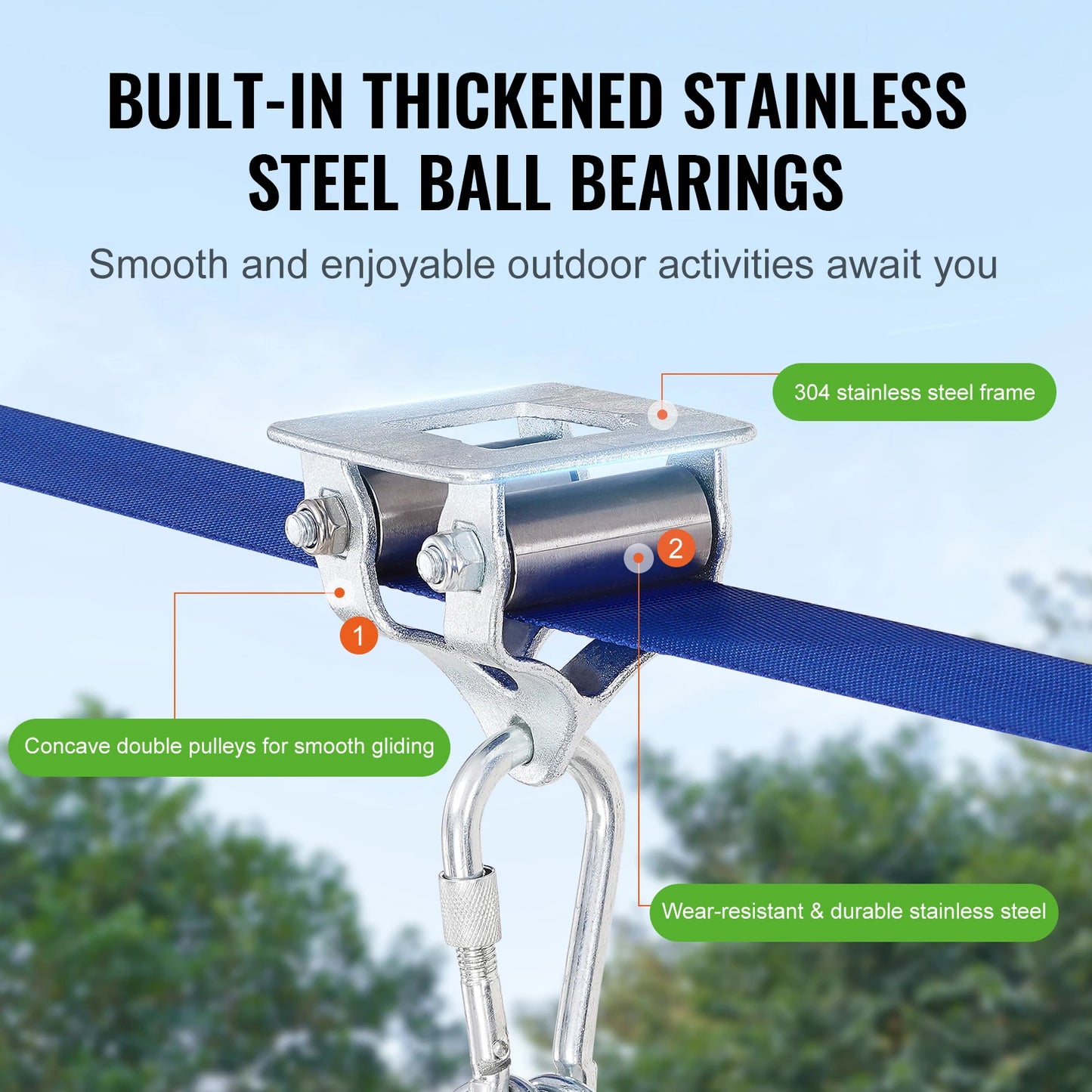 VEVOR Zipline Kit for Kids and Adults Up To 500 Lb Backyard Quick Setup Seat and Handlebar