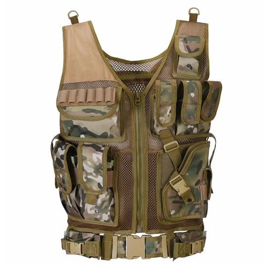 Nylon Molle Vest Adjustable Hunting Vest Multi-Pocket Plate Carrier Vest Hunting Outdoor CS Game Airsoft Training Jacket
