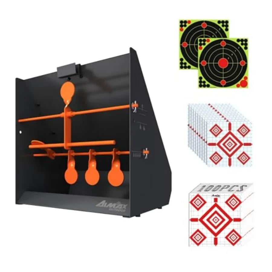 12 Pellet Gun Target Trap with 100pcs 12x12 Sight in Paper Shooting Targets for Outdoor Precision Practice and Recreational Ran