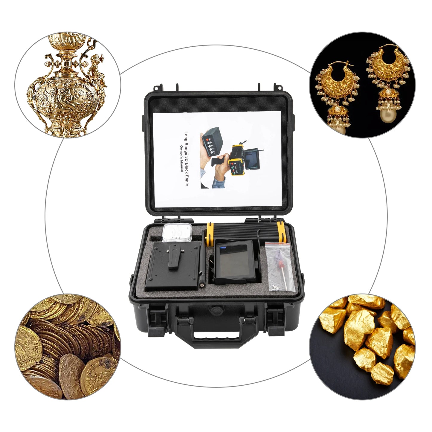 Case Professional Metal Detector for Gold and Silver with LCD Display and Deep Search