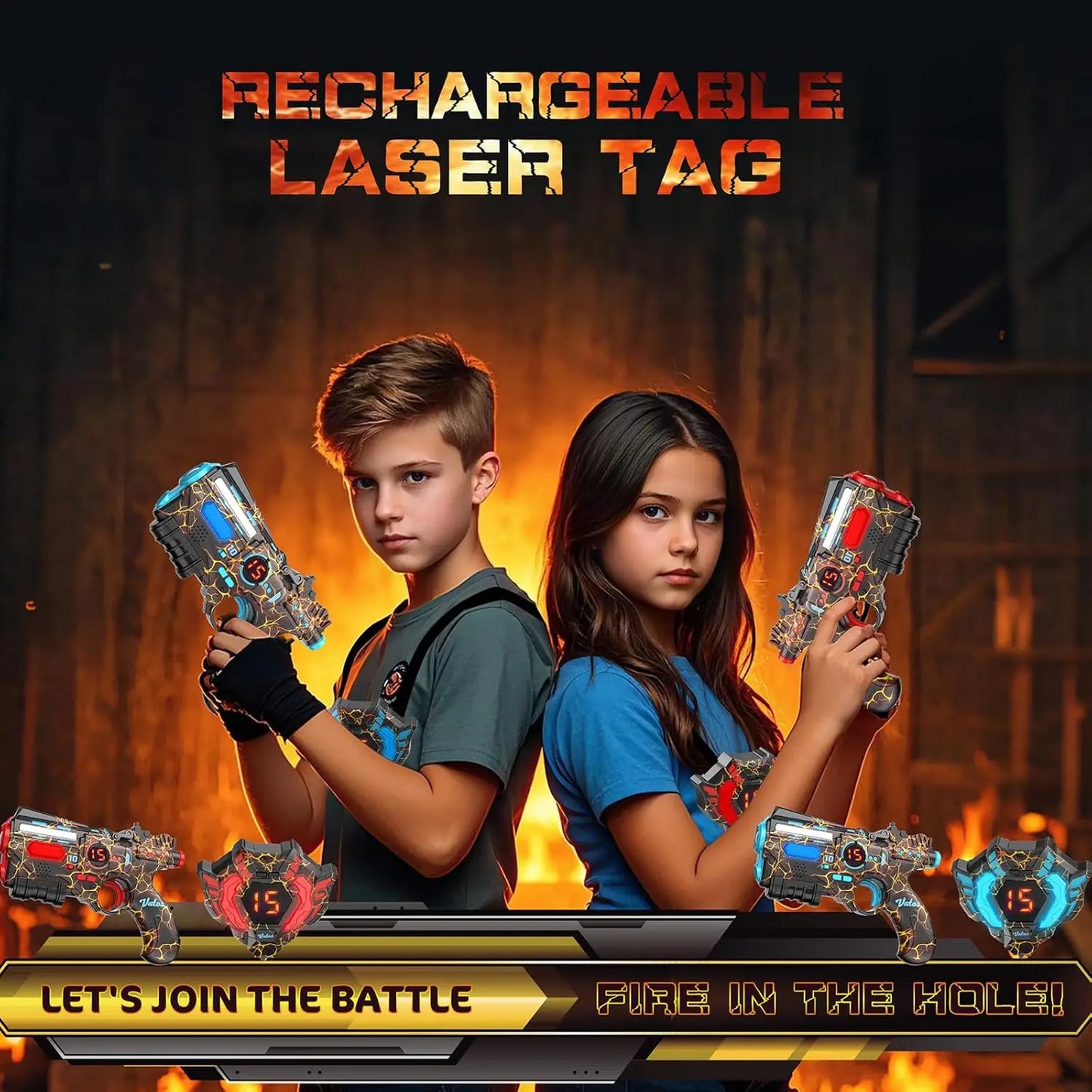 VATOS Team Play Battle Shooting Game Guns Toy Rechargeable 2.4GHz Sync Infrared Laser Tag Set Christmas Party Gift Kids Boy Toys