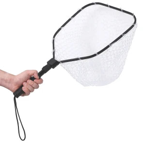Foldable Trout Fly Fishing Net With Soft Rubber Mesh Handle