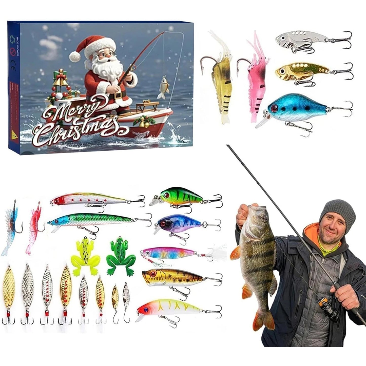 2025 Fishing Advent Calendar Fishing Lure Advent Calendar Fishing Christmas Advent Calendar Xmas Surprise Gift for Men