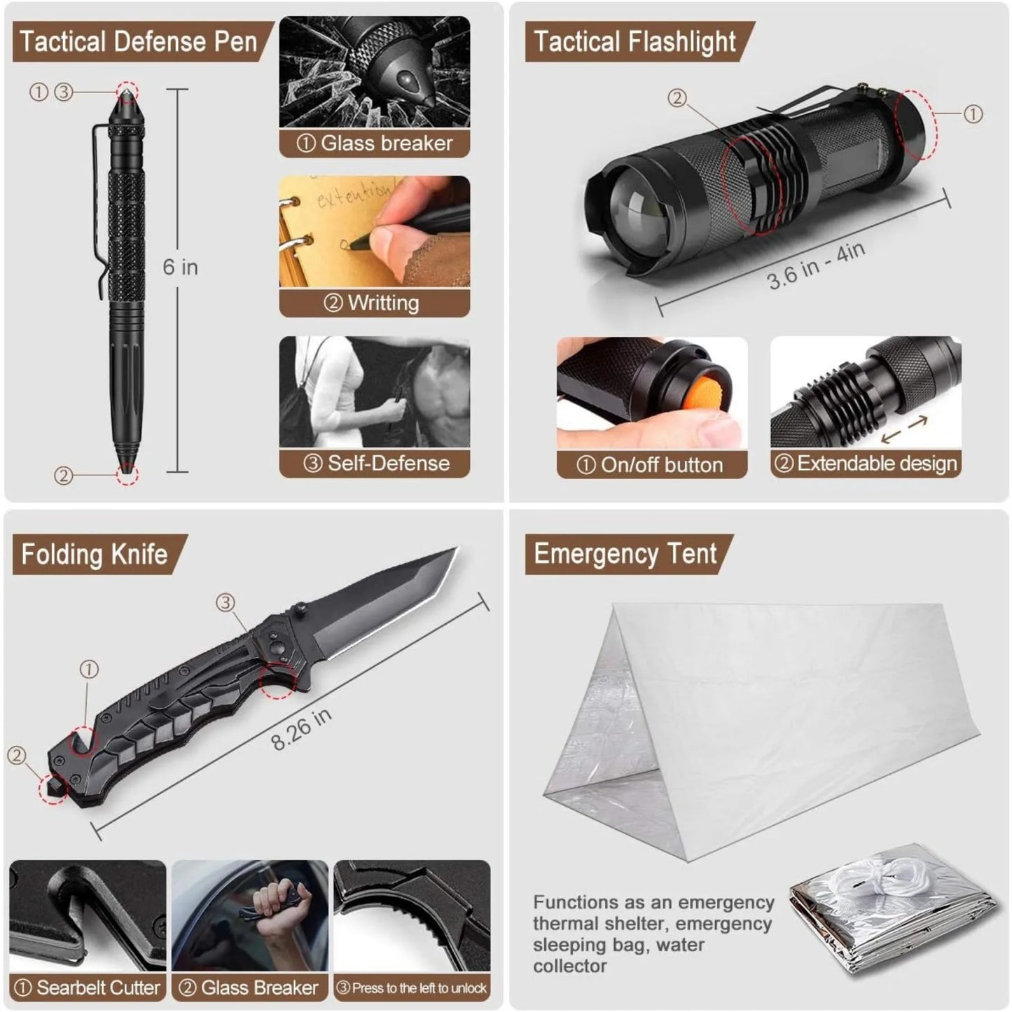 Hign-concerned 238Pcs Emergency Survival Kit Molle Pouch