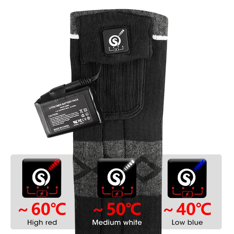 SNOW DEER Rechargeable Electric Skiing Heated Socks Winter Warm Thermal Cycling Sock Stocking Men Women For Motorcycle Cycling