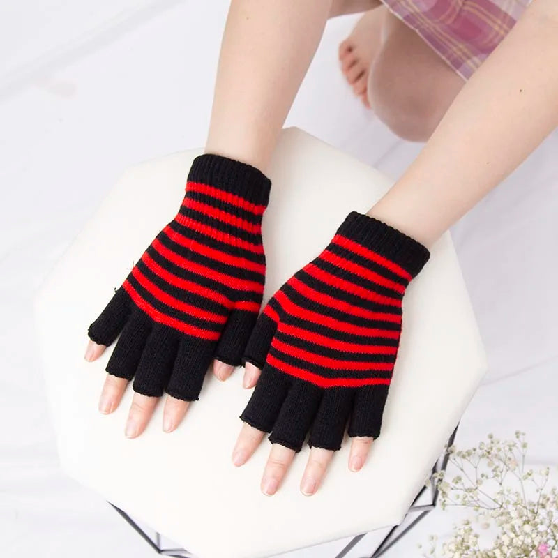 YOSEMZBACN Fingerless Gloves Unisex Knit Wool Winter Warm
