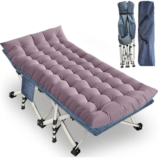 XXL Camping Cot with Mattress Oversize 32 Width Folding Cot Heavy Duty Comfortable Cots for Sleeping Guest Bed with Carry Bag P