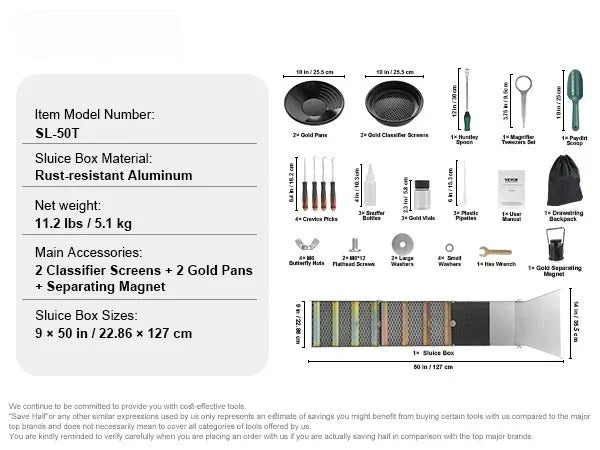 Sihao Gold Panning Kit With Mini Sluice Box
