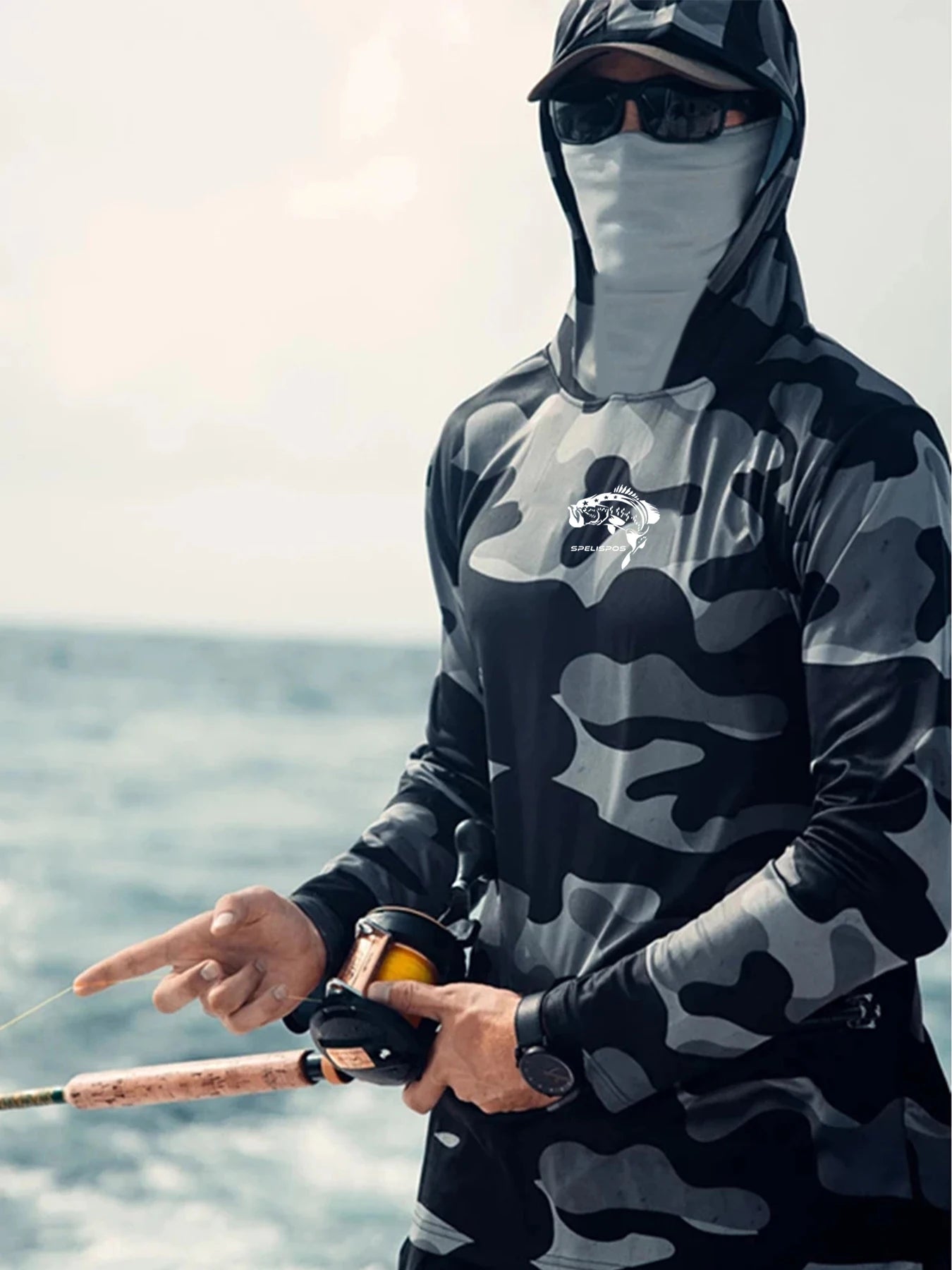 Men Fishing Hoodie Sun Protection Long Sleeve Sailing Shirt