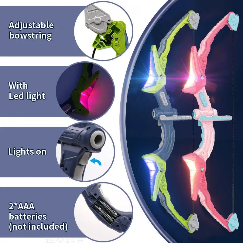 Bow and Arrow Set Light Up Archery Toy Kids Outdoor with Standing Target Sports Shooting Hunting Games Toys Children Gifts