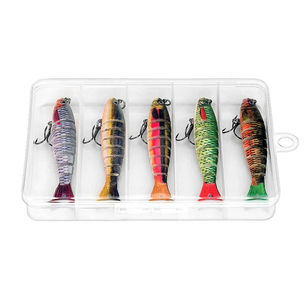 MOJOYCE Multi-Jointed Swimbait Lures 5-Pack with Treble Hooks