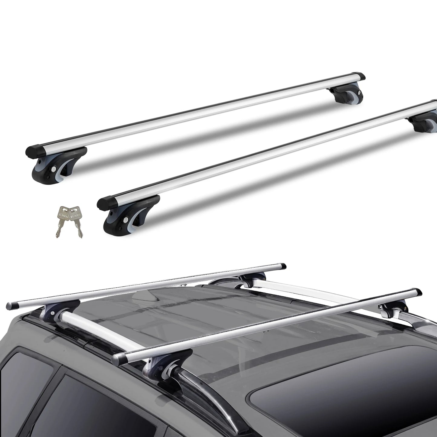 SucceBuy Aluminum Roof Rack Crossbars For SUVs And Sedans Adjustable Luggage Carrier 200 Lbs Capacity
