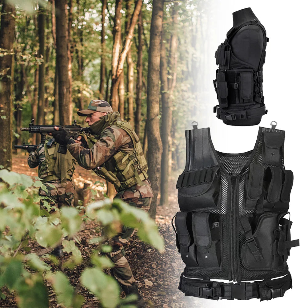 Nylon Molle Vest Adjustable Hunting Vest Multi-Pocket Plate Carrier Vest Hunting Outdoor CS Game Airsoft Training Jacket