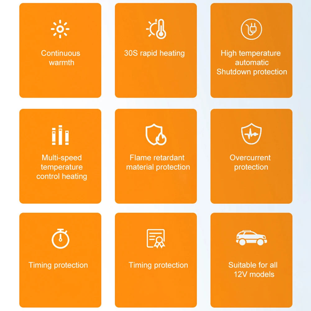 NoHign Car Electric Heated Blanket 12V Auto Off Camping