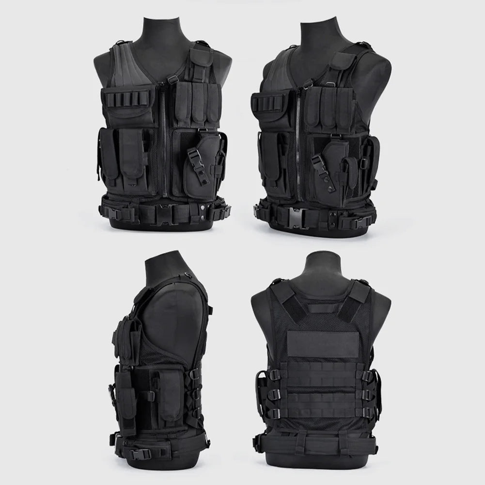 Nylon Molle Vest Adjustable Hunting Vest Multi-Pocket Plate Carrier Vest Hunting Outdoor CS Game Airsoft Training Jacket