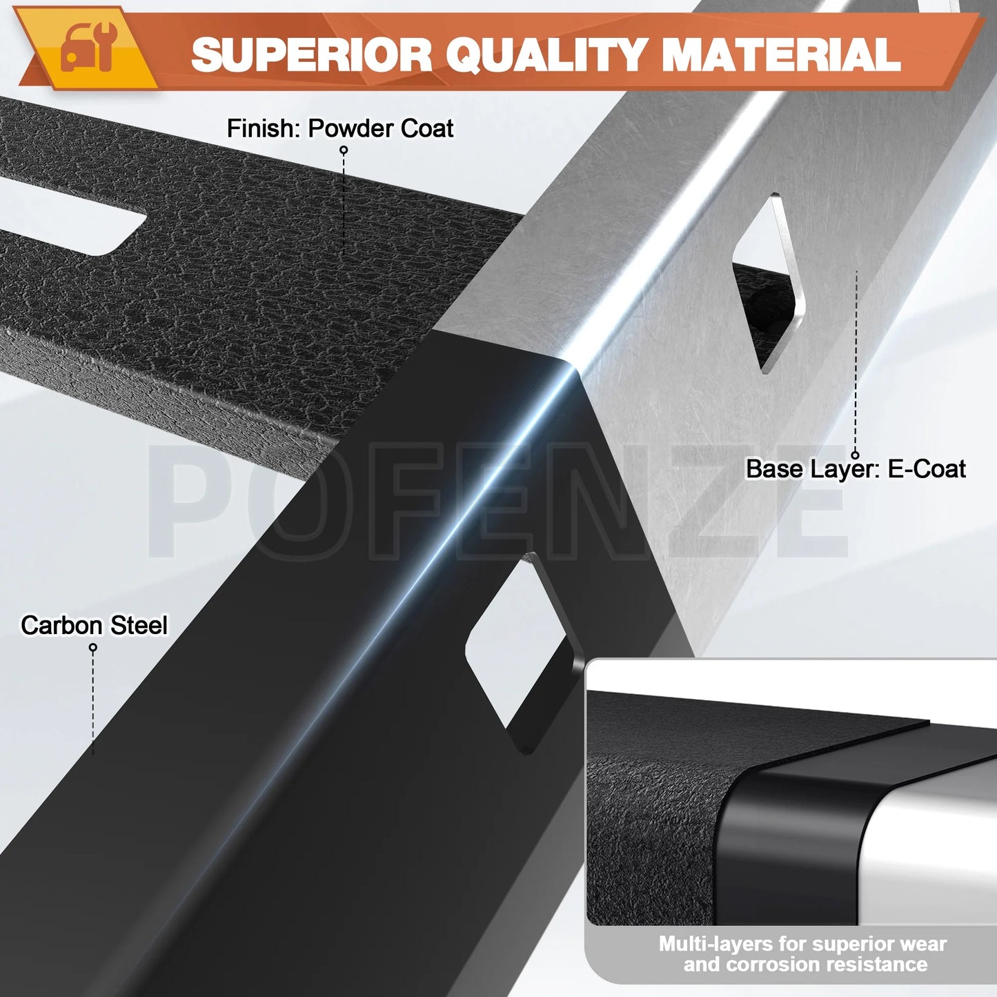 POFENZE Jeep Wrangler Roof Rack With 4 LED Lights System