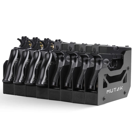 Mutak 8 Slots Pistol Rack for Gun Safe,Foam Handgun Rack with Anti-slip Magnetic Strip Revolver Pistols Holder Indoor Gun Rack