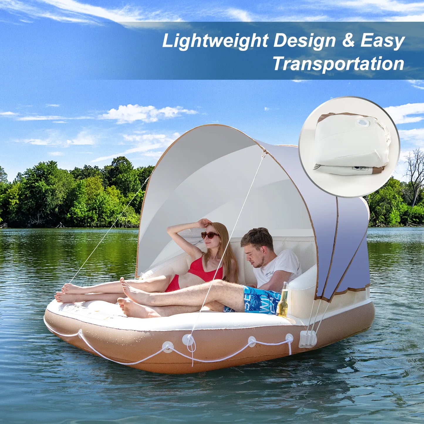 Costway Canopy Island Inflatable Pool Float Lounge Raft