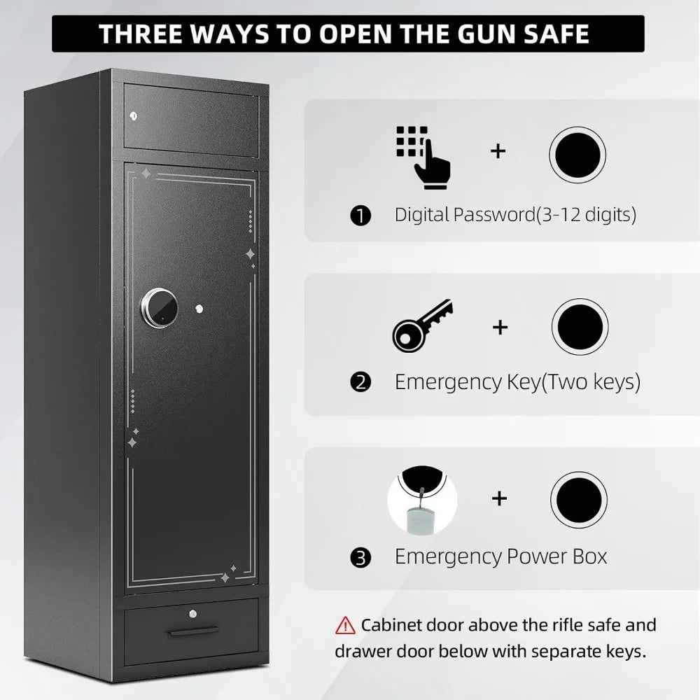 Large Gun Safe for Rifles Pistols 10-15 Gun Capacity Home Security Cabinet