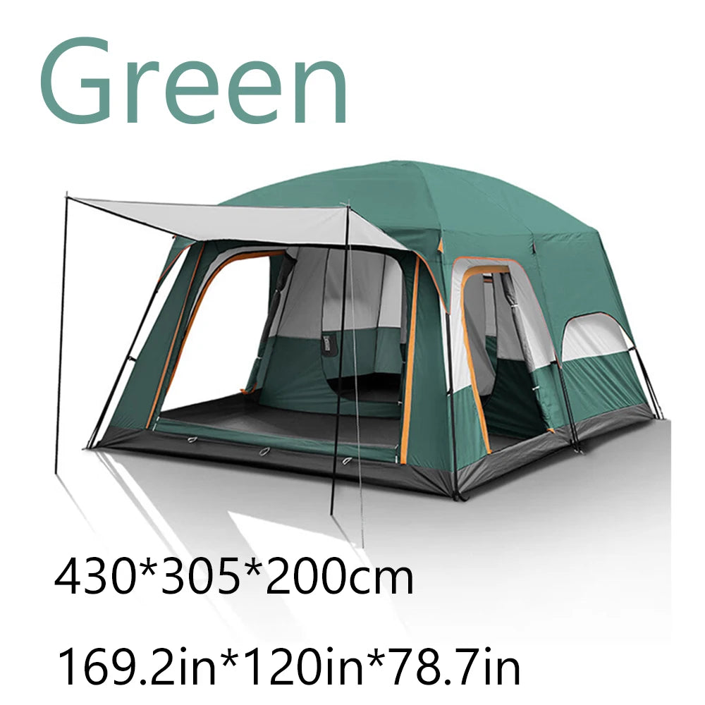 Sonuto Camping Family Tent 3 to 12 Person Double Layer Two Room Rainproof Outdoor Family Camp Gear