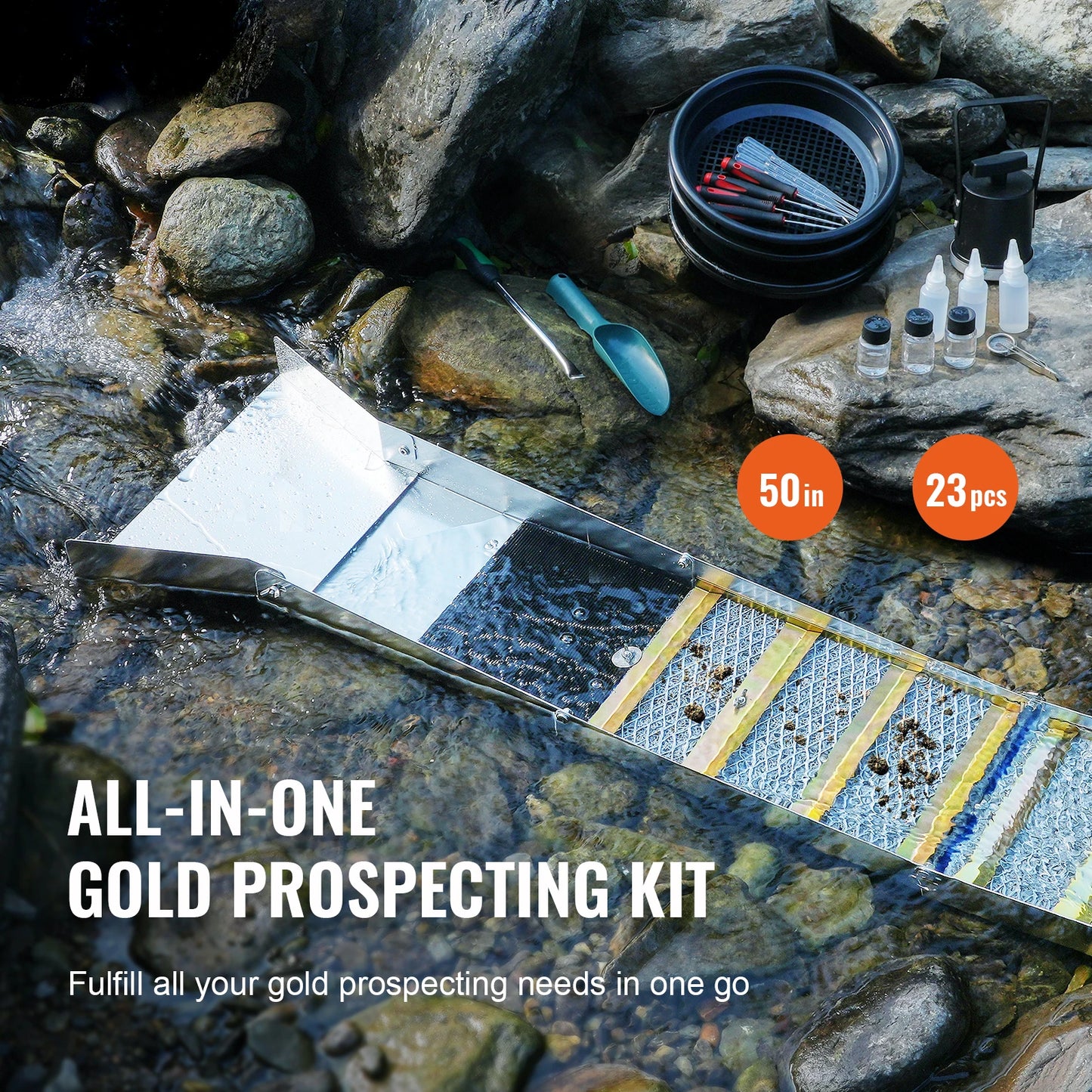 SucceBuy Aluminum Alloy Sluice Box Gold Prospecting Kit