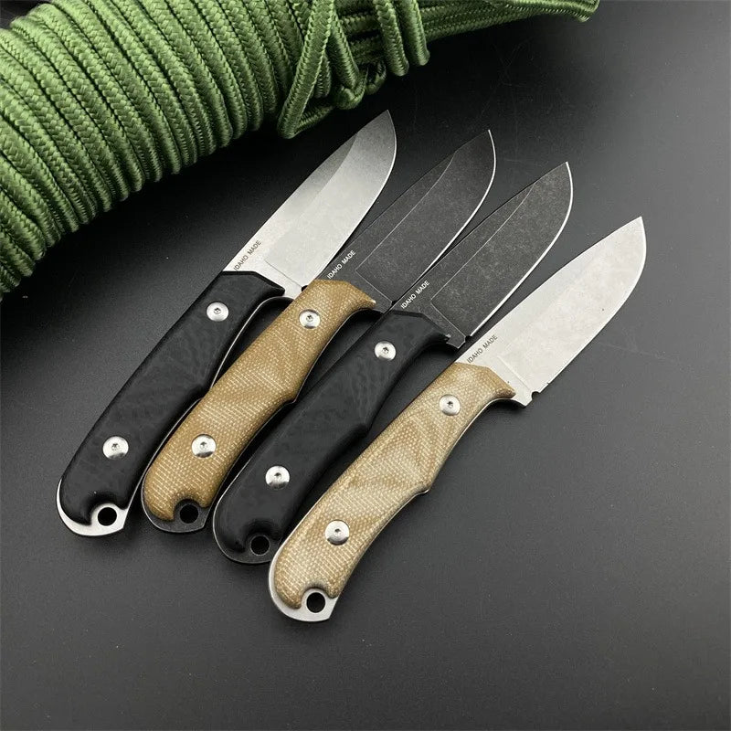 DIY Supplies CR Straight Knife G10 Linen Handle D2 Blade Outdoor Camping Survival Tactical Knife