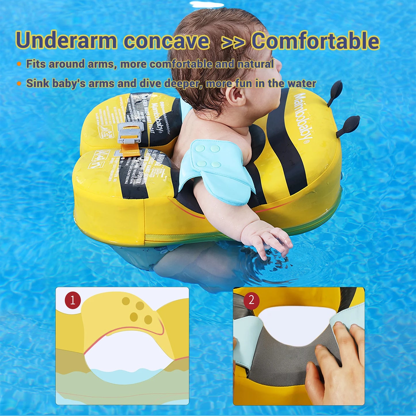 Mambobaby Baby Float With Sunshade And Safe Belt For Kids