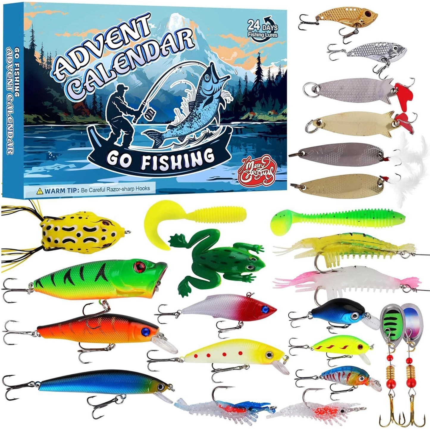 2025 Fishing Advent Calendar Fishing Lure Advent Calendar Fishing Christmas Advent Calendar Xmas Surprise Gift for Men